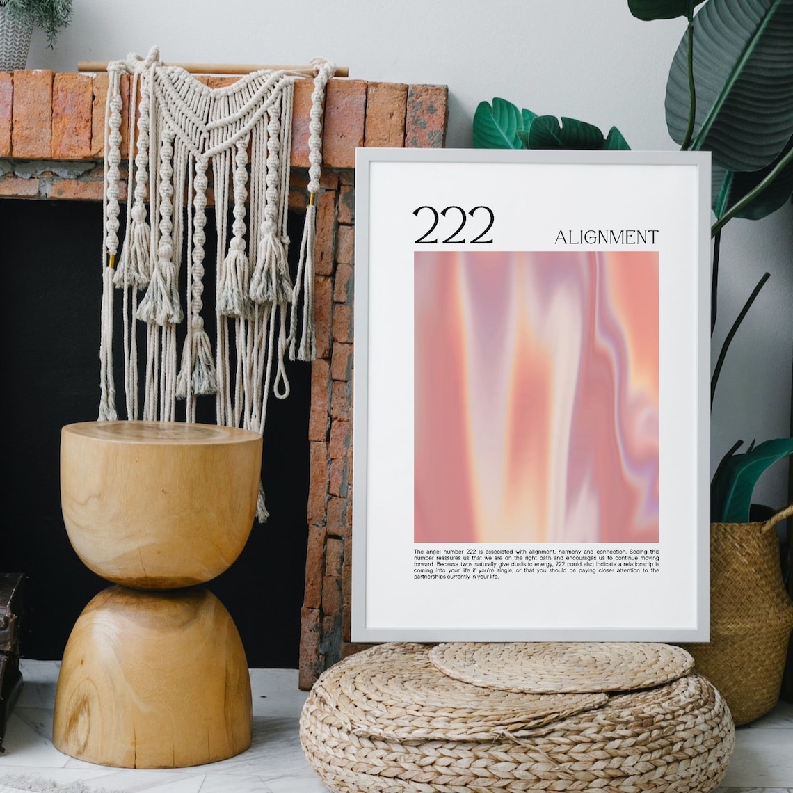 Angel Number 222 Alignment Pink Aura Gradient Spiritual Poster - Image 3