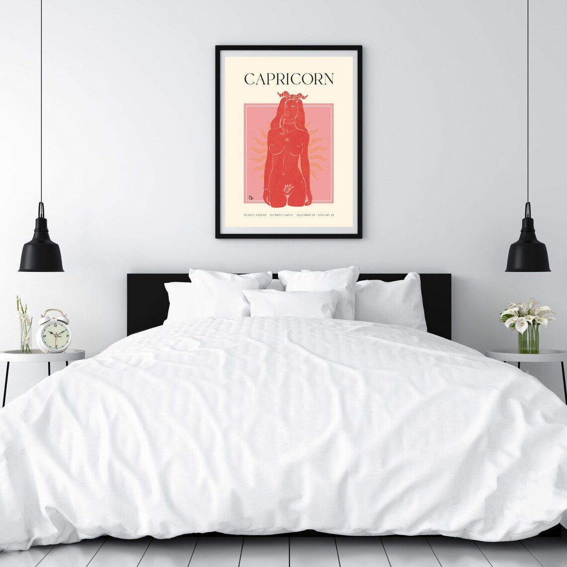 Capricorn Zodiac Sign Bold Crimson Horned Woman Astrology Poster - Image 3