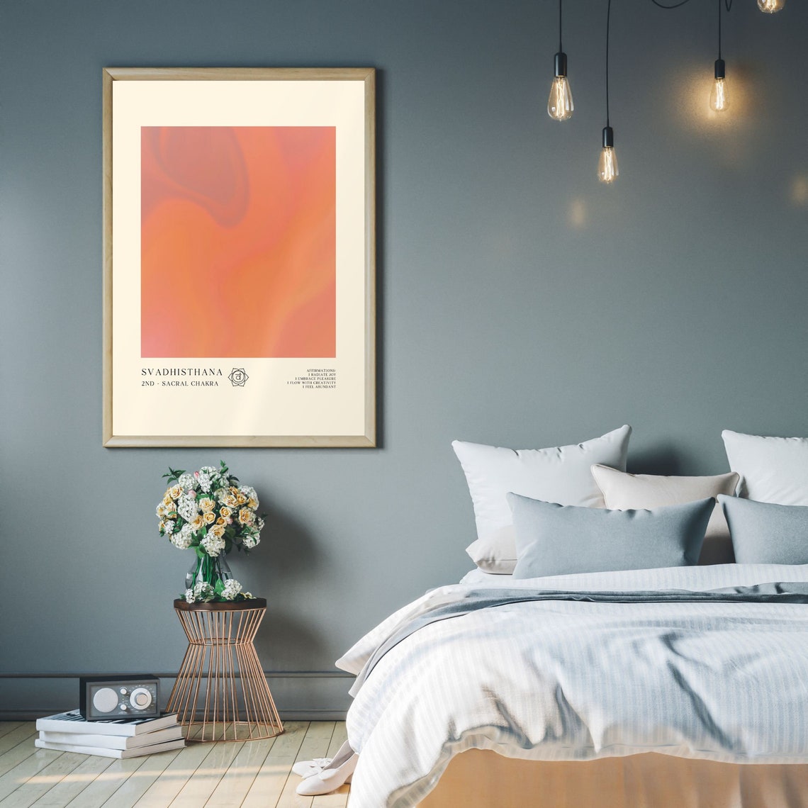 Svadhisthana Sacral Chakra Orange Aura Affirmation Spiritual Poster - Image 2