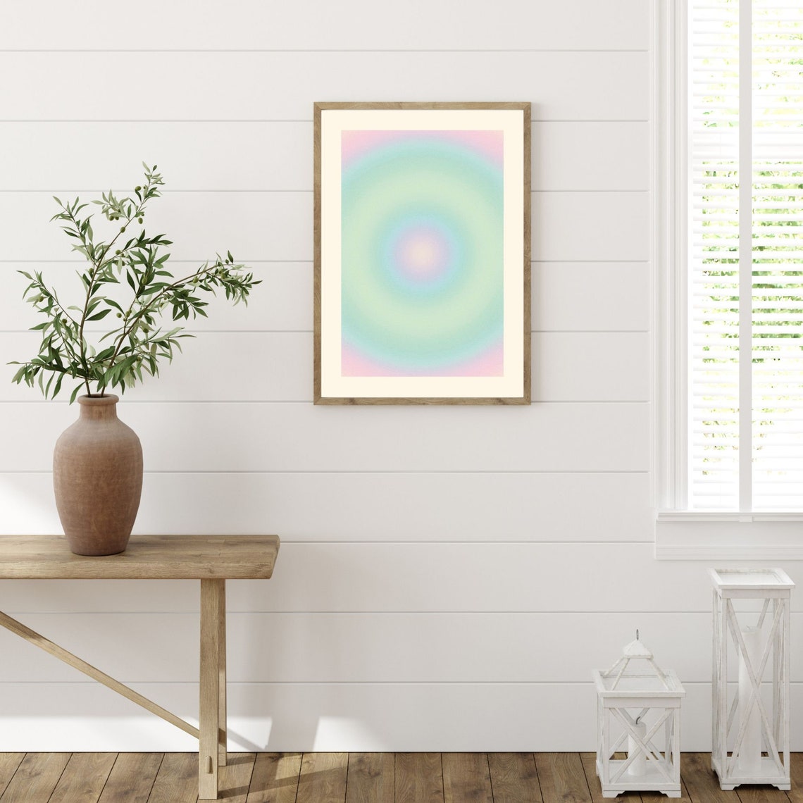 Pastel Green Aura Gradient Orb Grainy Retro Spiritual Poster - Image 3