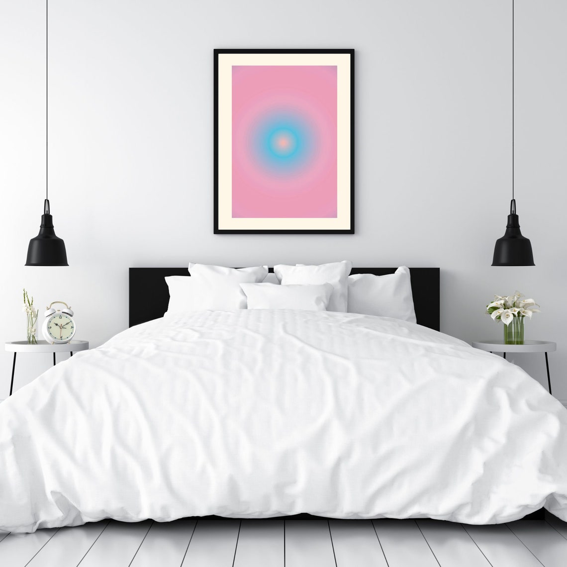Pink Blue Aura Gradient Orb Minimal Spiritual Decorative Art Poster - Image 4