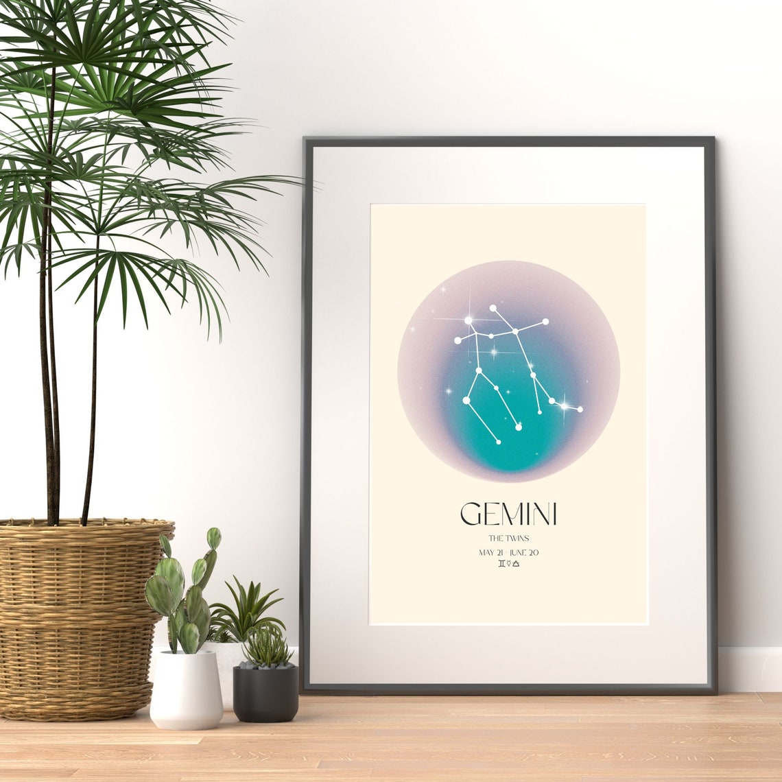 Gemini Constellation Teal Aura Zodiac Twins Star Sign Poster Art - Image 3