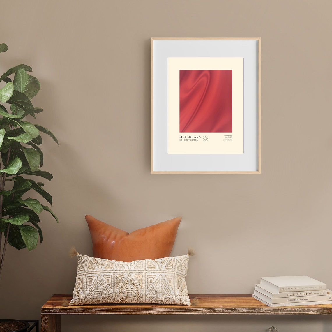 Muladhara Root Chakra Red Silk Spiritual Affirmation Art Poster - Image 2
