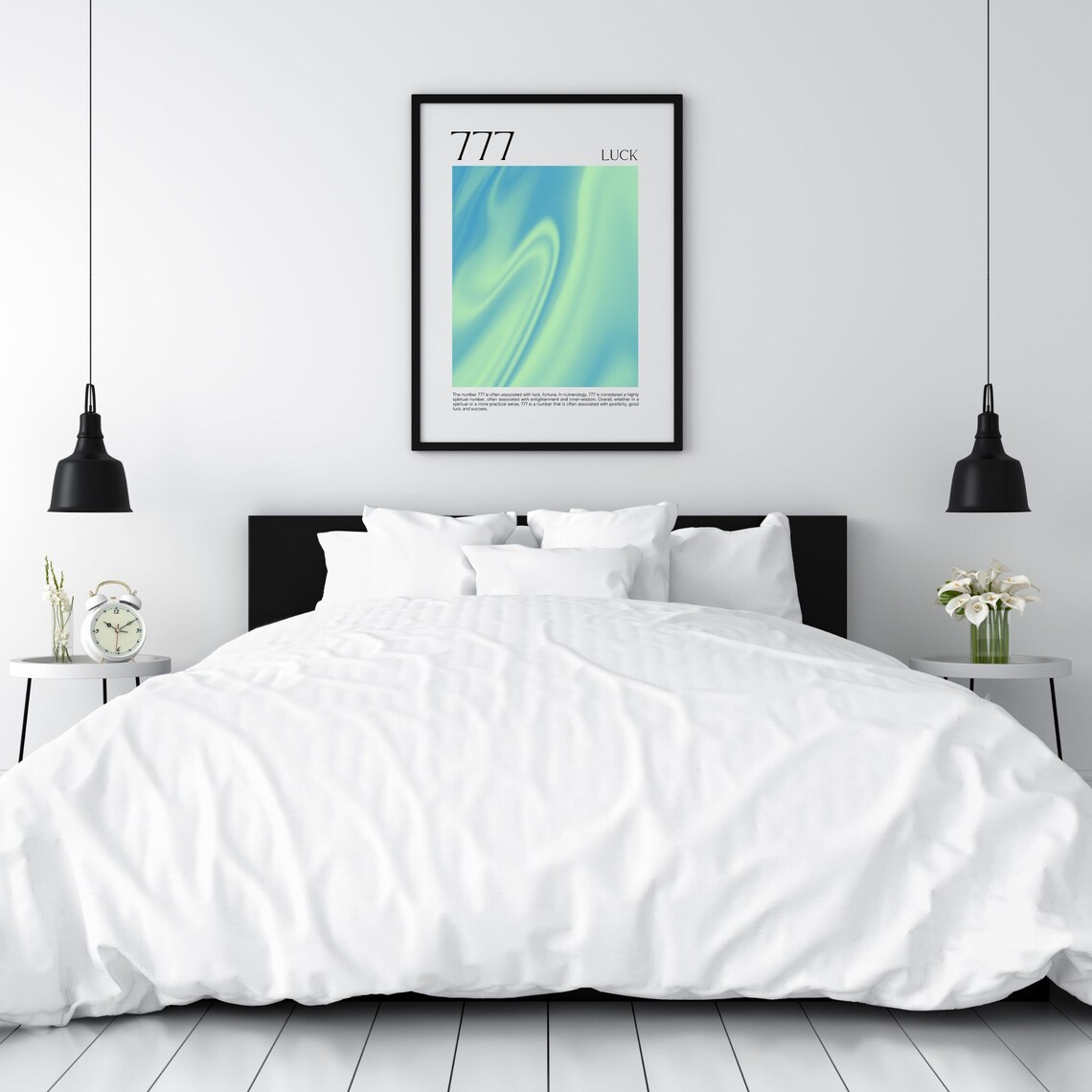 Angel Number 777 Luck Green Blue Aura Gradient Spiritual Poster - Image 3