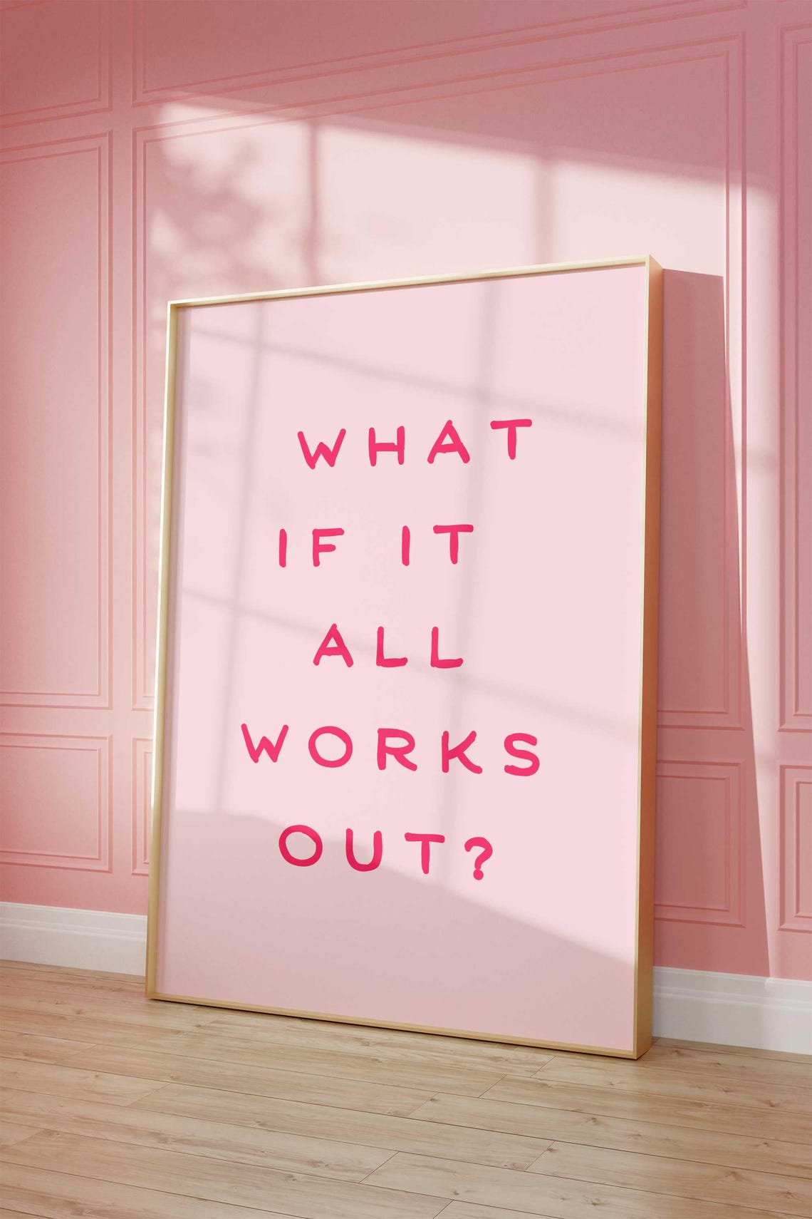 What If It All Works Out Red Lettering Blush Affirmation Poster - Image 3