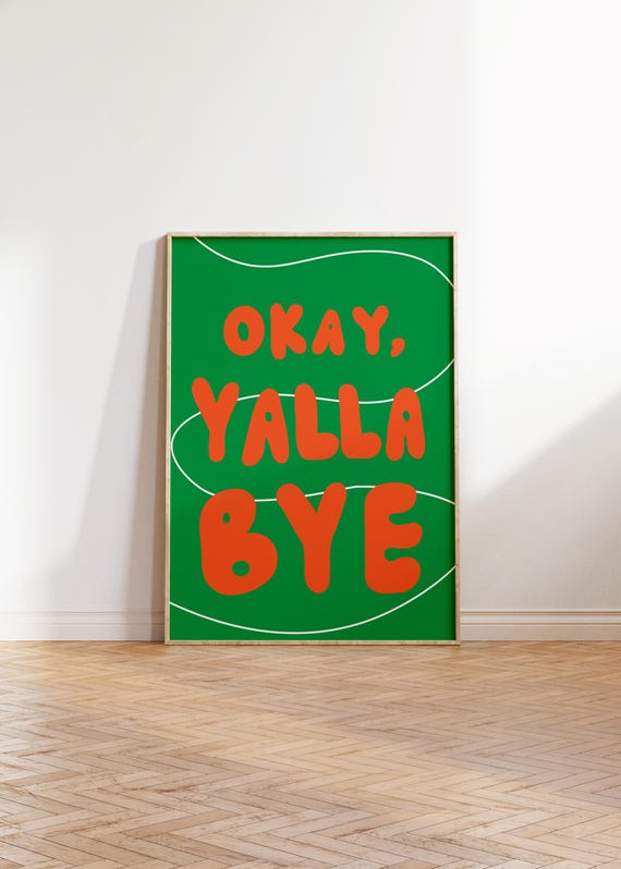 Yalla Bye Print Arabic Poster Digital Download Color Pop Retro Fun 90s Nostalgic Art Gallery Wall Modern