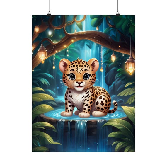 Leopard Whimsical Jungle Scene, Nursery Decor