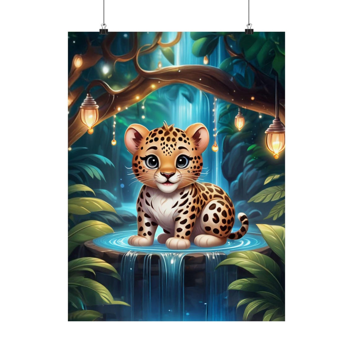 Leopard Whimsical Jungle Scene, Nursery Decor