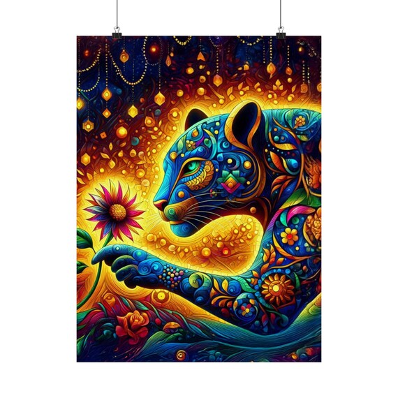 Leopard Poster, Bohemian Style Animal Art Print