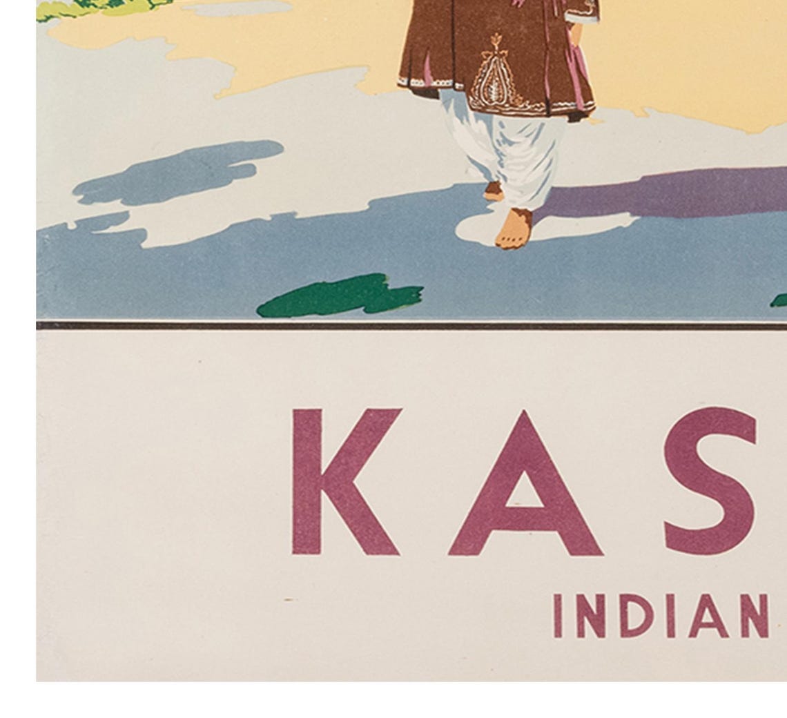 Kashmir Indian Railways Himalayan Valley Vintage Travel Poster - Image 2