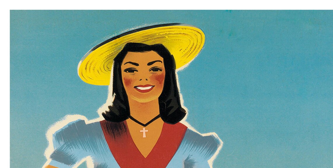 Nice France Folk Costume Woman Roses Bay Riviera Travel Poster - Image 2