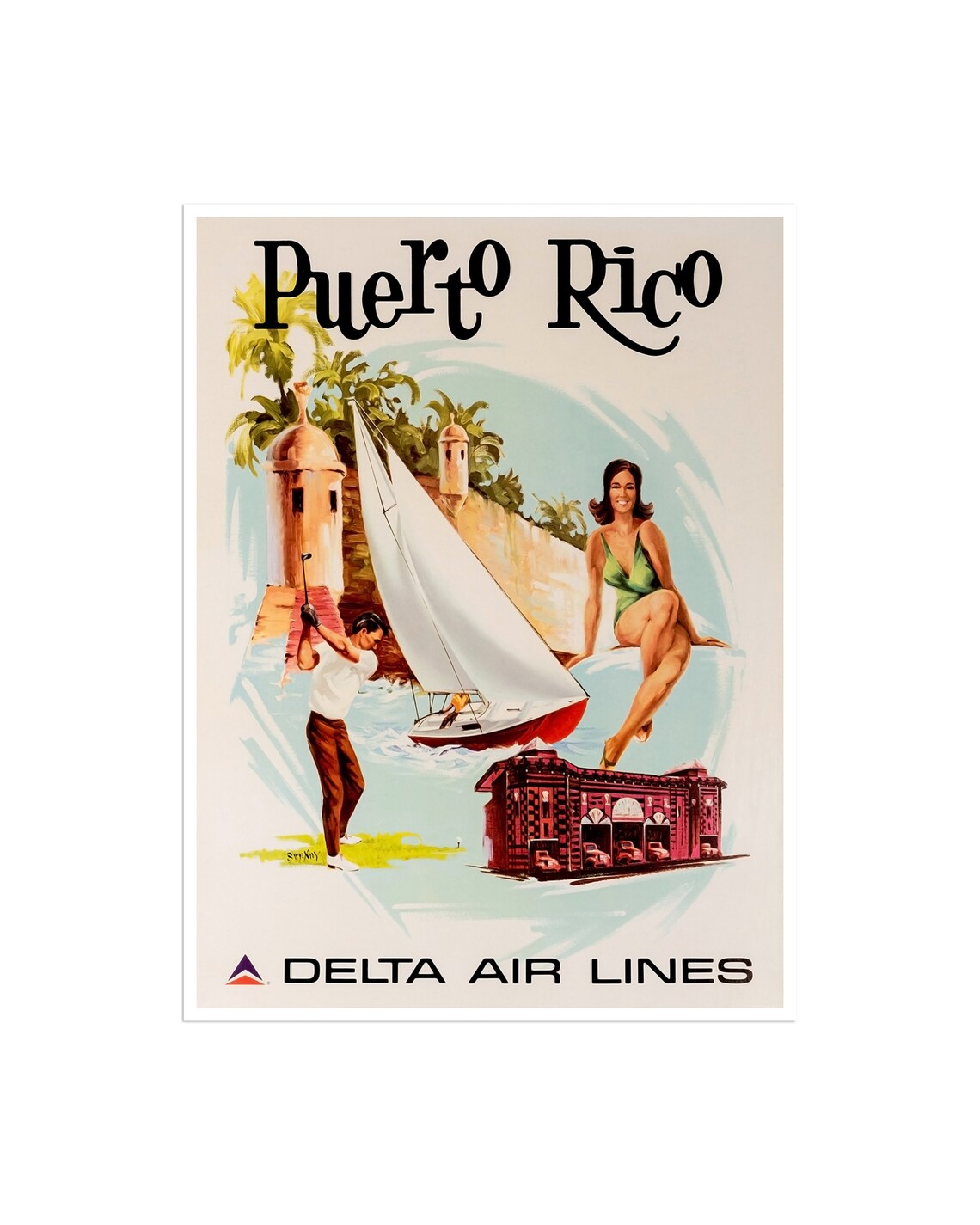 Puerto Rico Vintage Travel Poster, Travel Poster
