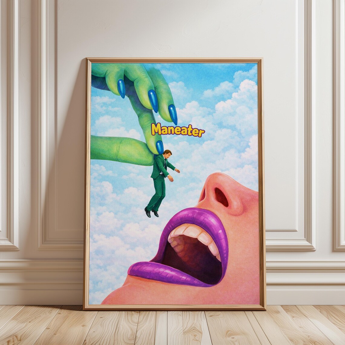 Surreal Feminist Maneater Poster, Girl Power Art Print