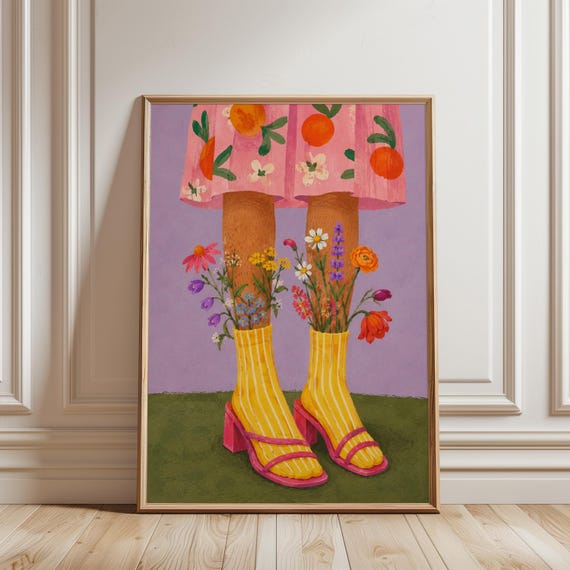 Whimsical Floral Fashion Art Print