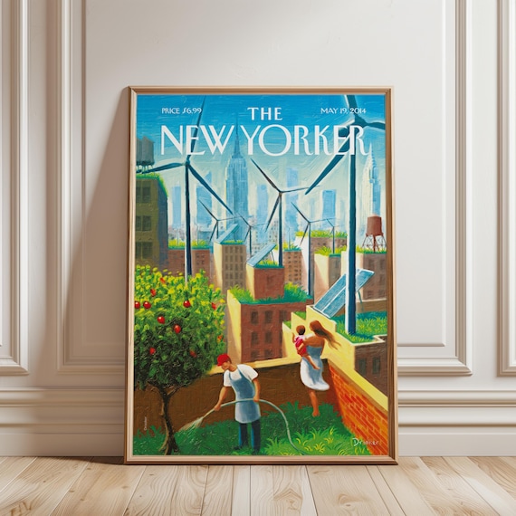 Vintage Eco City Magazine Cover Print Sustainable Wall Art Green Architecture Poster Urban Garden Decor Environmental Gift