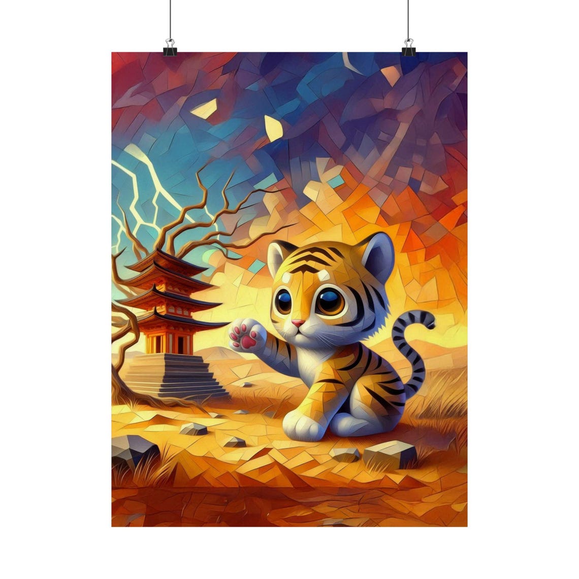 Whimsical Tiger Art Print, Cute Nursery Decor