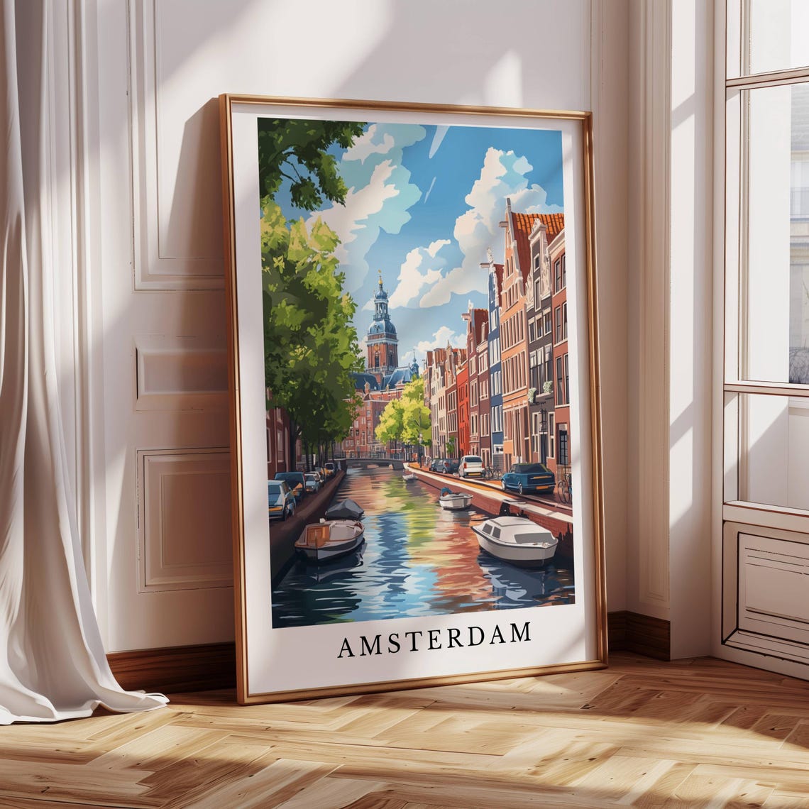 Amsterdam Cityscape Travel Poster