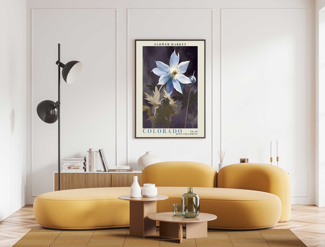Colorado Flower Market Blue Columbine Night Bloom Botanical Poster - Image 5