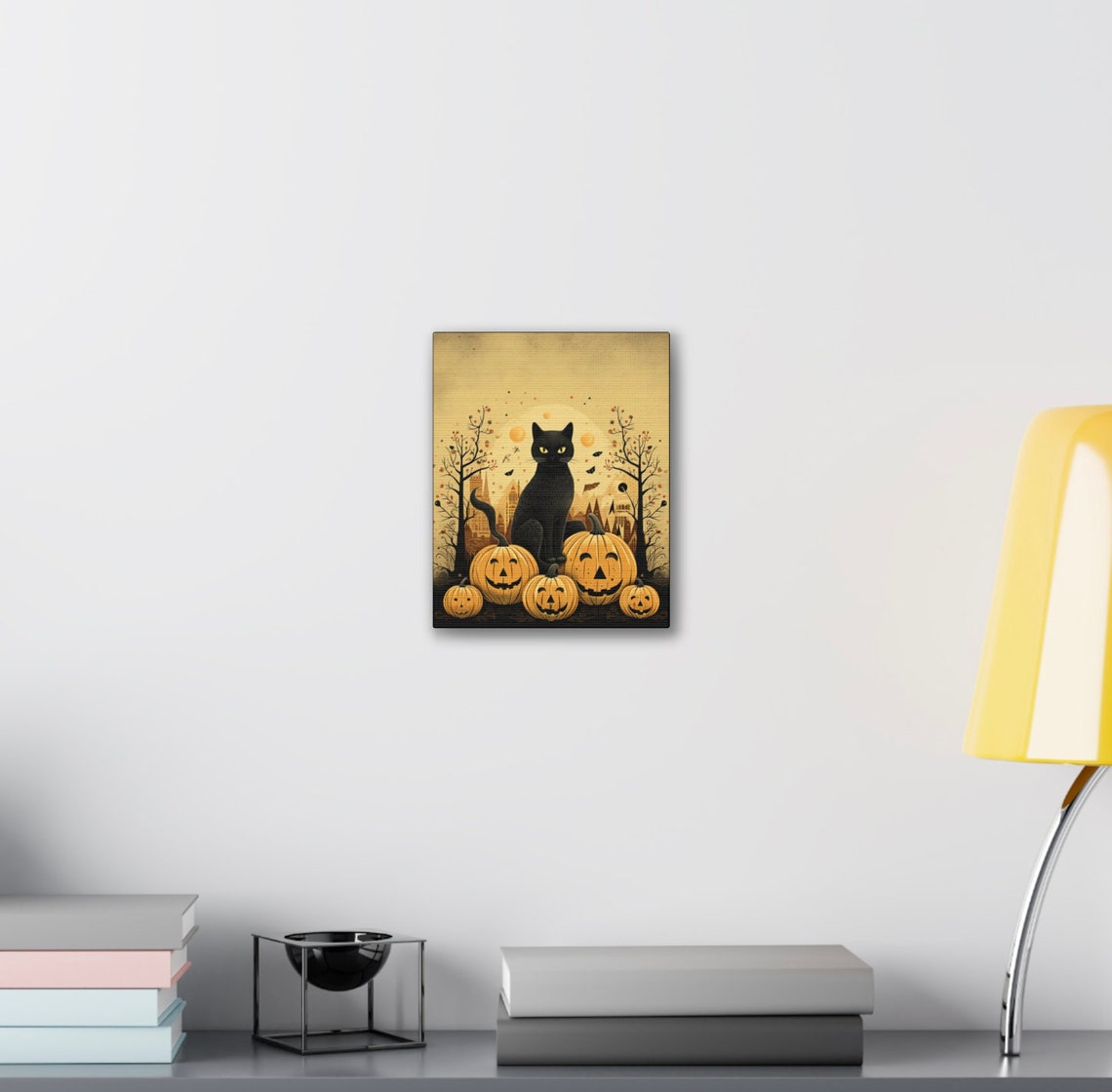Black Cat With Jack O Lanterns Autumn Night Halloween Scene Poster - Image 5