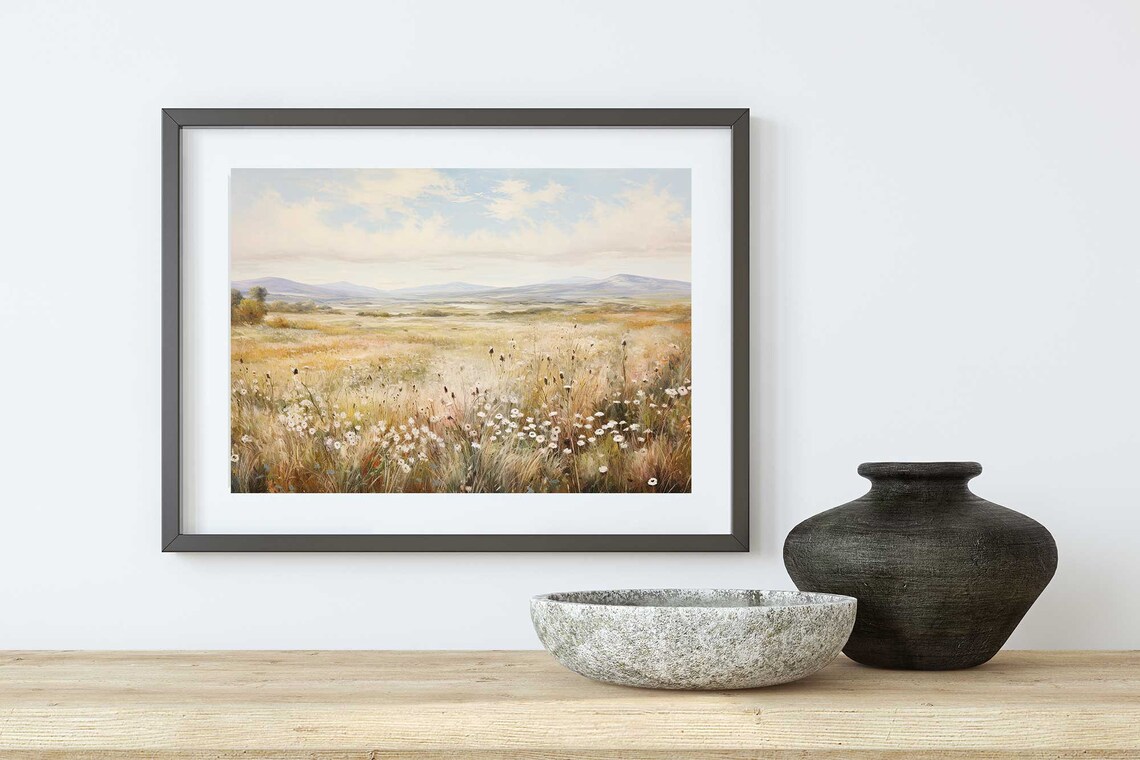 Wildflower Landscape Painting Vintage Landscape Art Print Antique Oil Painting Wall Art Art Print 101 - Image 5