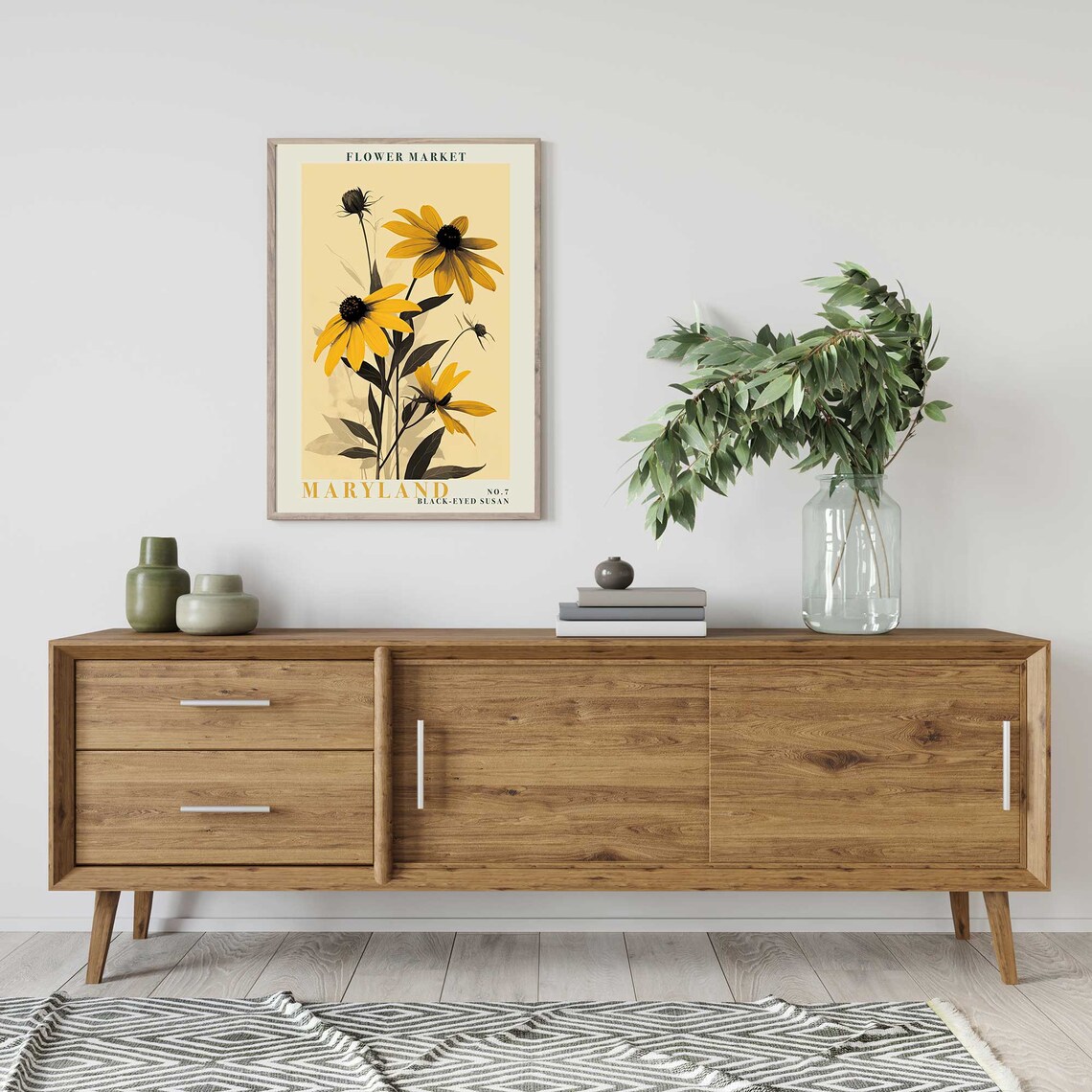 Maryland Black Eyed Susan Yellow Wildflower Botanical Poster - Image 2