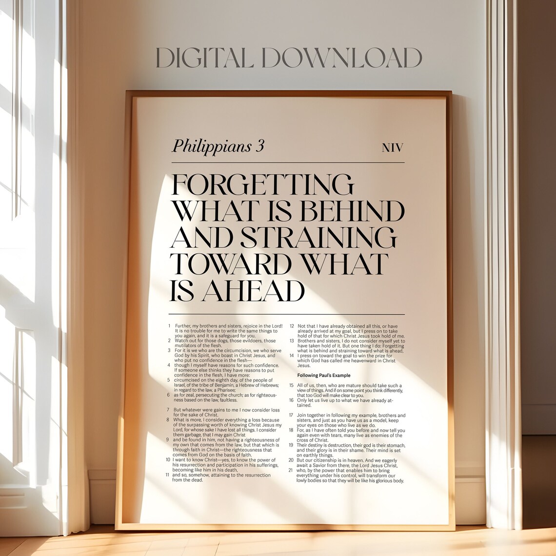 Philippians 3 Forgetting What Is Behind Bible Chapter NIV Scripture Poster - Image 4