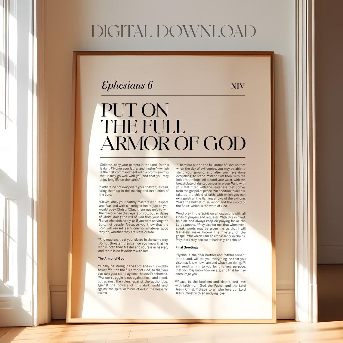 Ephesians 6 Armor of God Bible Verse Wall Art