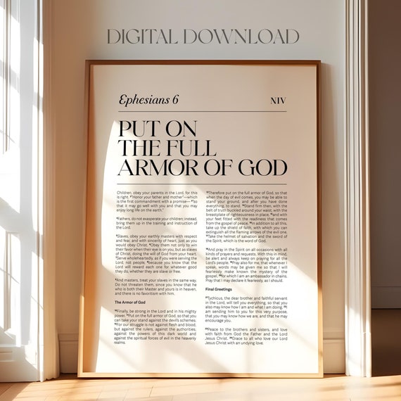 Ephesians 6 Armor of God Bible Verse Wall Art