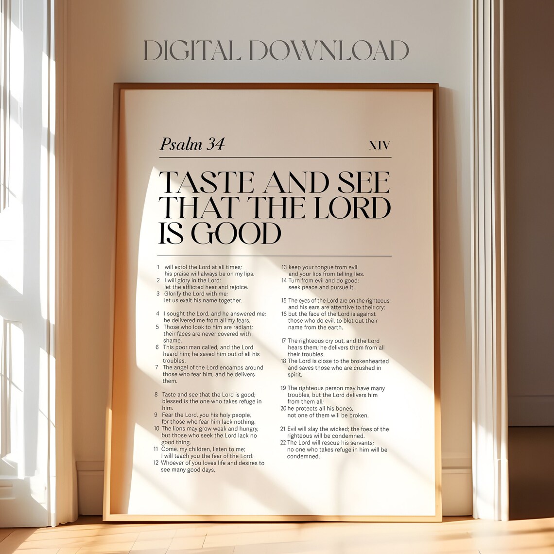 Psalm 34 Taste and See Minimalist Christian Art Print