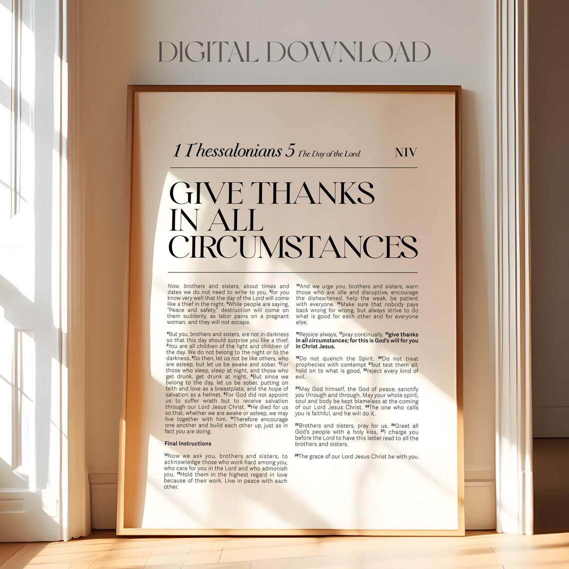 1 Thessalonians 5 Bible Verse Poster, Baptism Gift