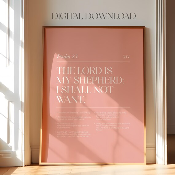 Psalm 23 The Lord Is My Shepherd I Shall Not Want Pink Minimalist Poster