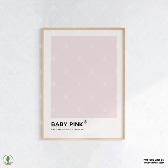 Baby Pink Color Swatch Nursery Wall Art Print Cute Room Decor Animal Kids Poster