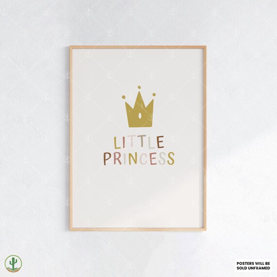 Little Princess Gold Crown Multicolor Letters Baby Nursery Poster