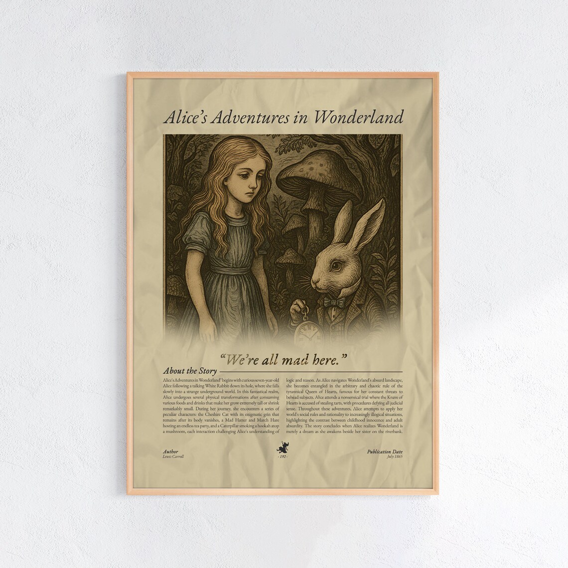 Alices Adventures in Wonderland Lewis Carroll Classic Book Wall Poster