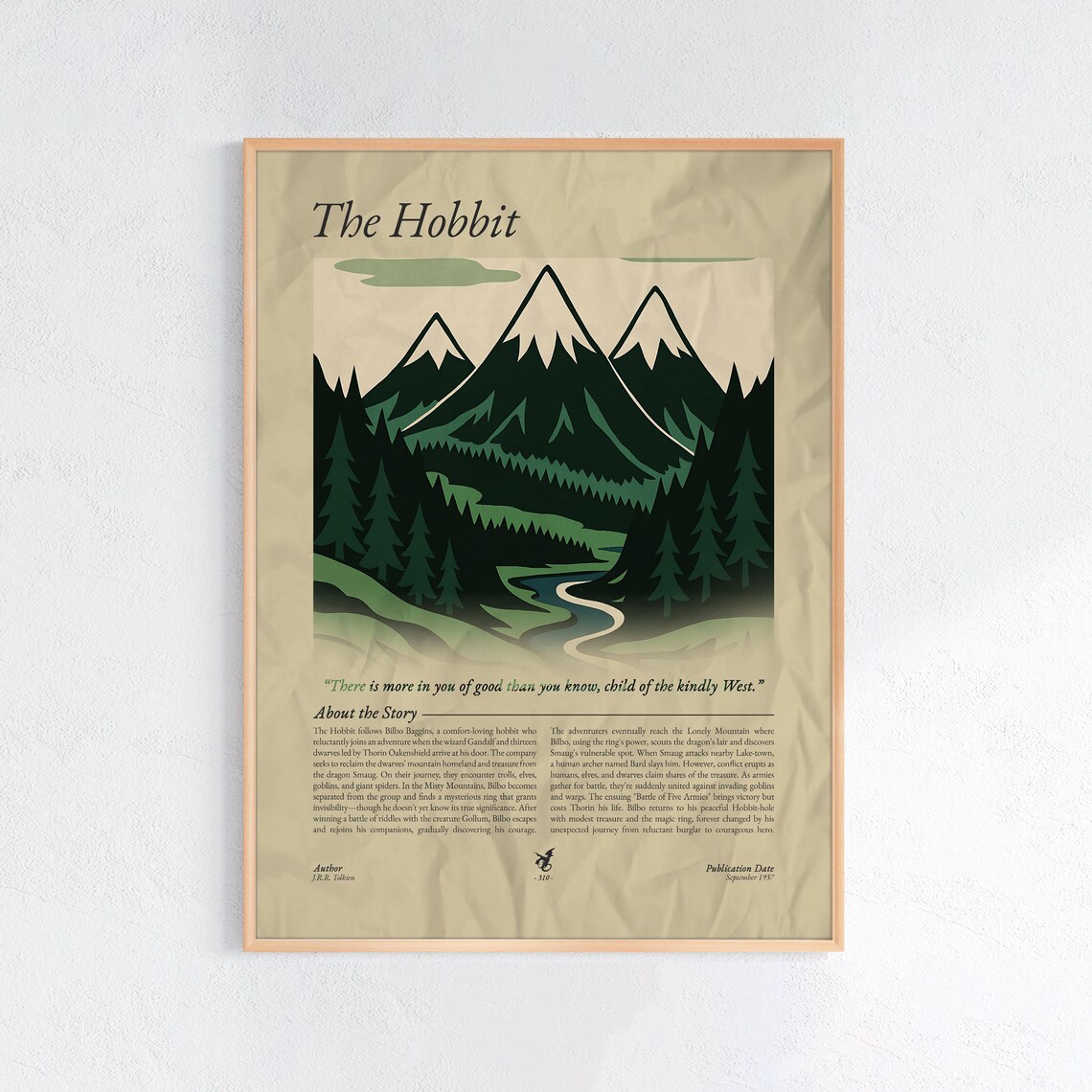 The Hobbit JRR Tolkien Lonely Mountain Fantasy Book Literary Poster