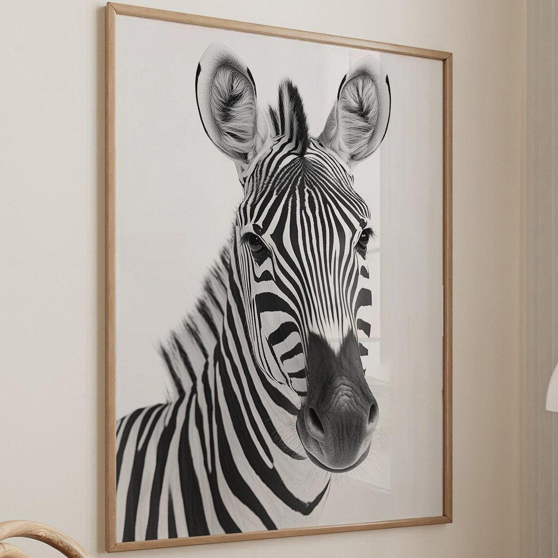 Zebra Black and White Photography Portrait Animal Photo Wall Art