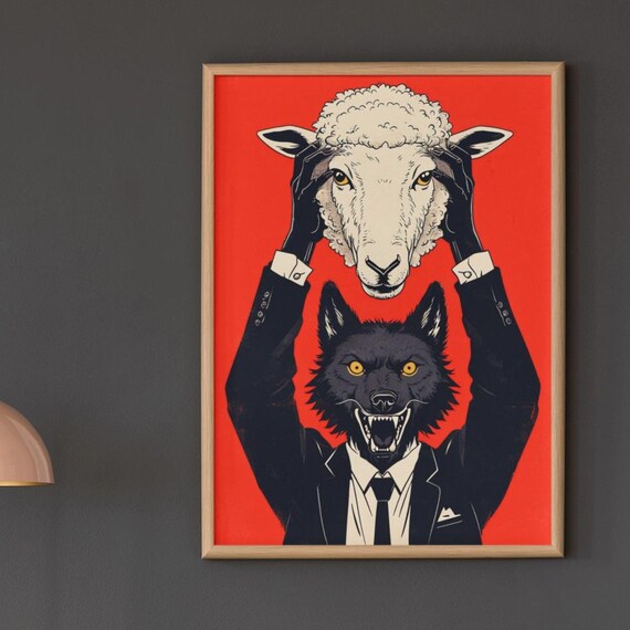 Wolf In Sheep's Clothing, Bold Surreal Art Print