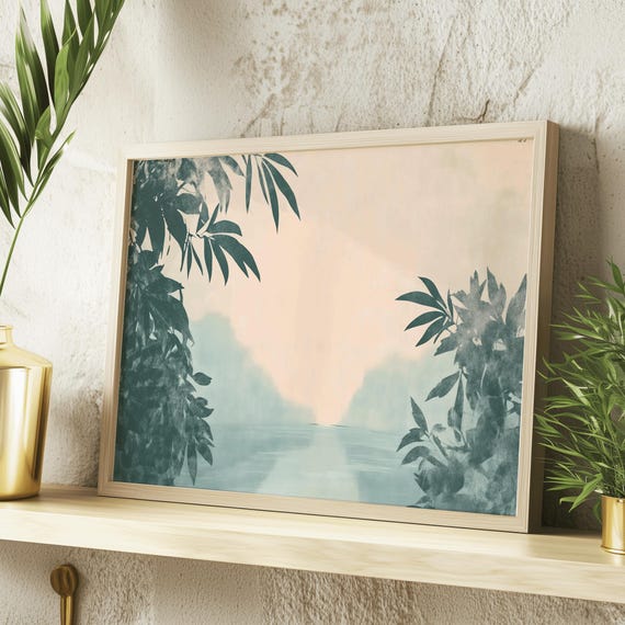 Ethereal Tropical Landscape Art Modern Nature Print Contemporary Home Decor Fine Quality Paper