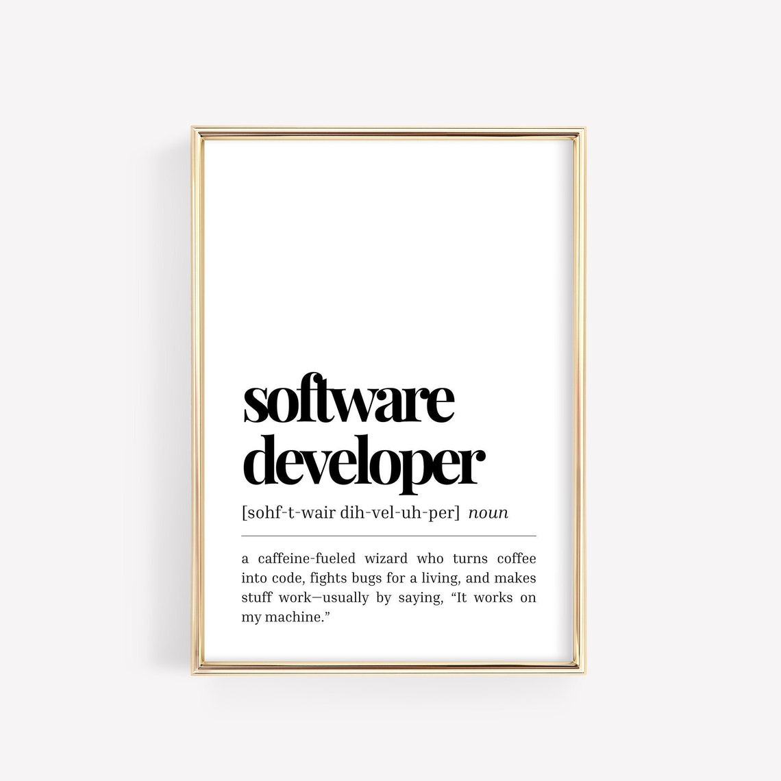 Software Developer Definition Print Funny Programmer Wall Art Instant Minimalist Office Decor Coder Gift Idea