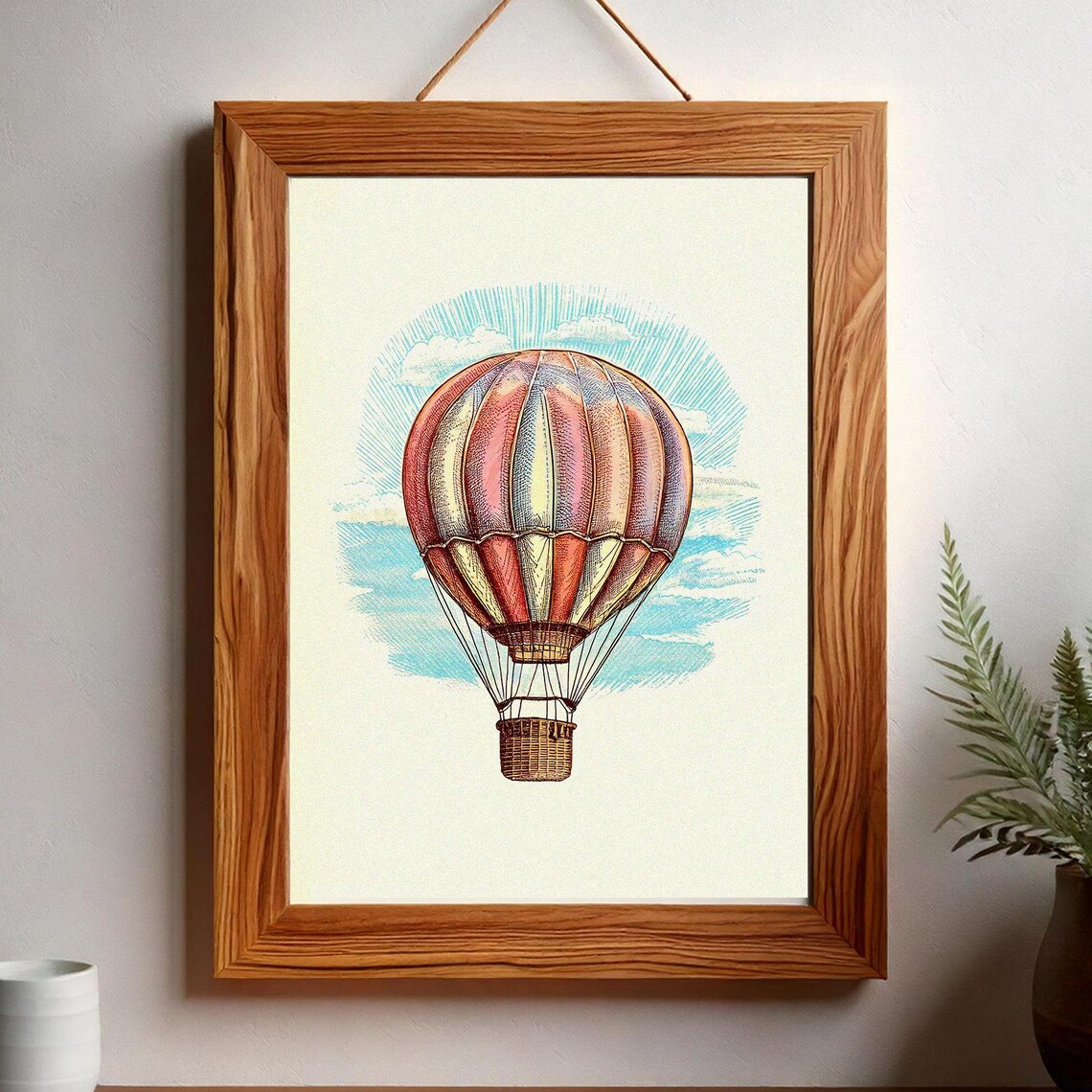 Vintage Hot Air Balloon Engraving Style Retro Sky Travel Art Poster - Image 3