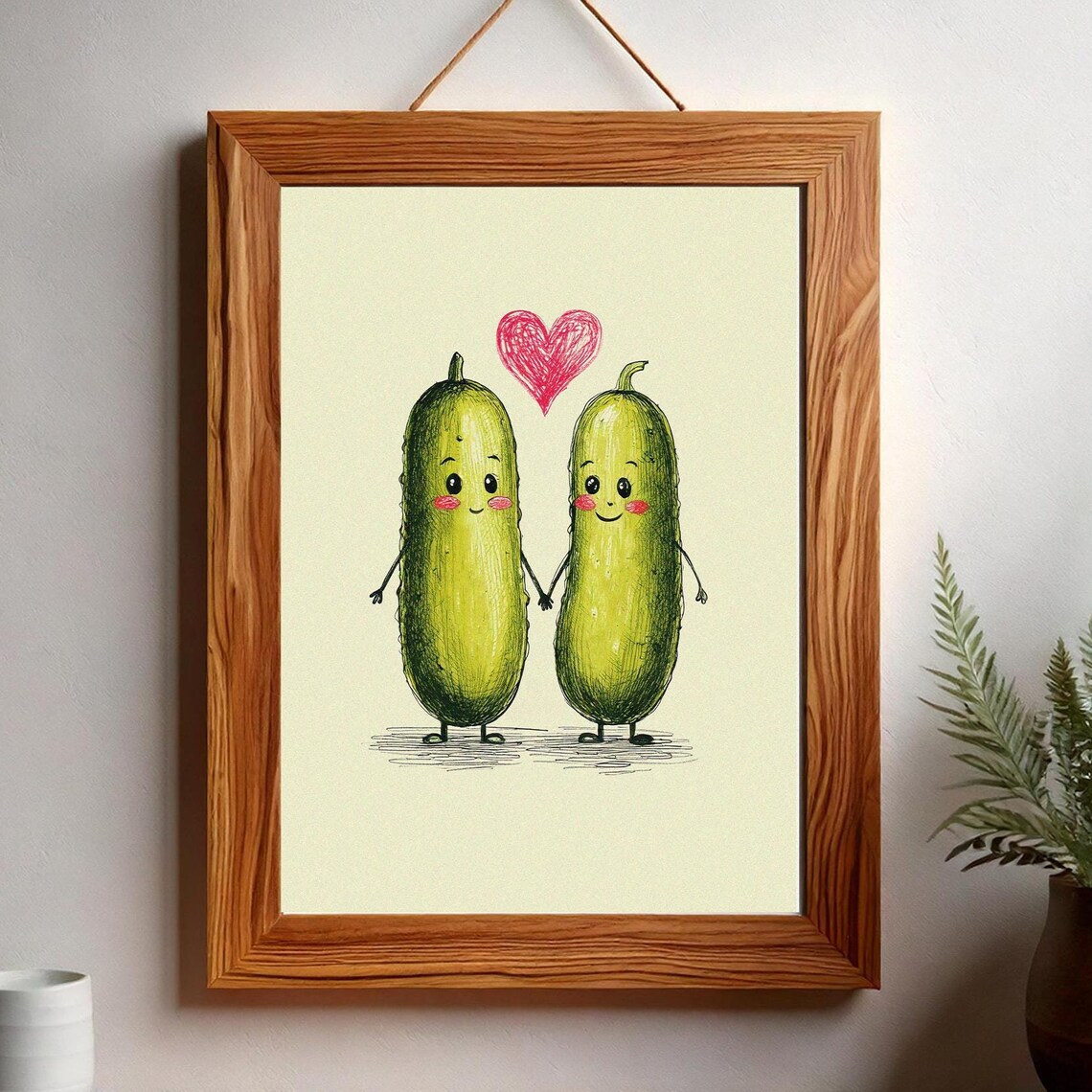 Whimsical Pickles In Love, Apartment Wall Art