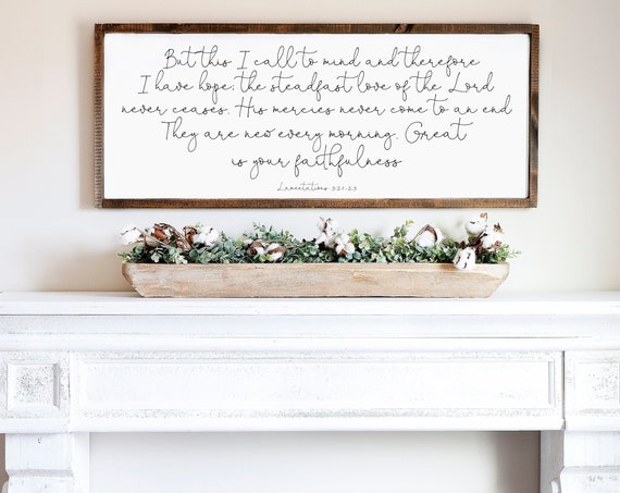 Lamentations 321 23 Wooden Sign Bible Verse Wall Art Inspirational Quote Christian Decor Scripture Art Home Decor Faith Sign