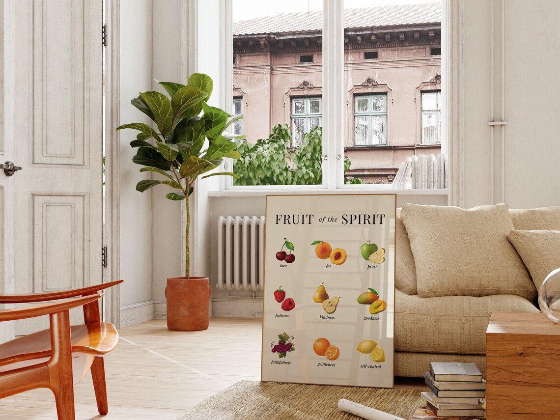 Fruit of the Spirit Nine Fruits Illustrated Christian Scripture Poster - Image 3