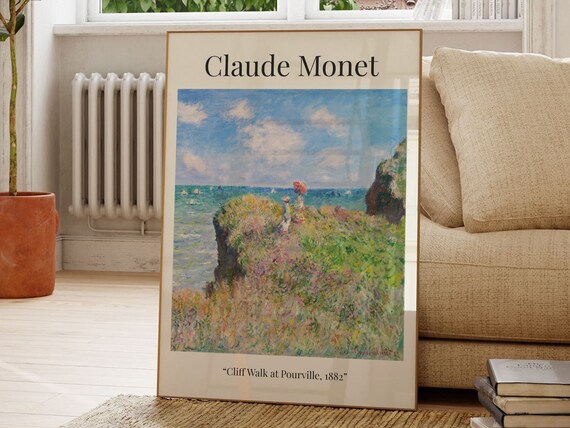 Claude Monet Cliff Walk at Pourville Coastal Seascape Art Print