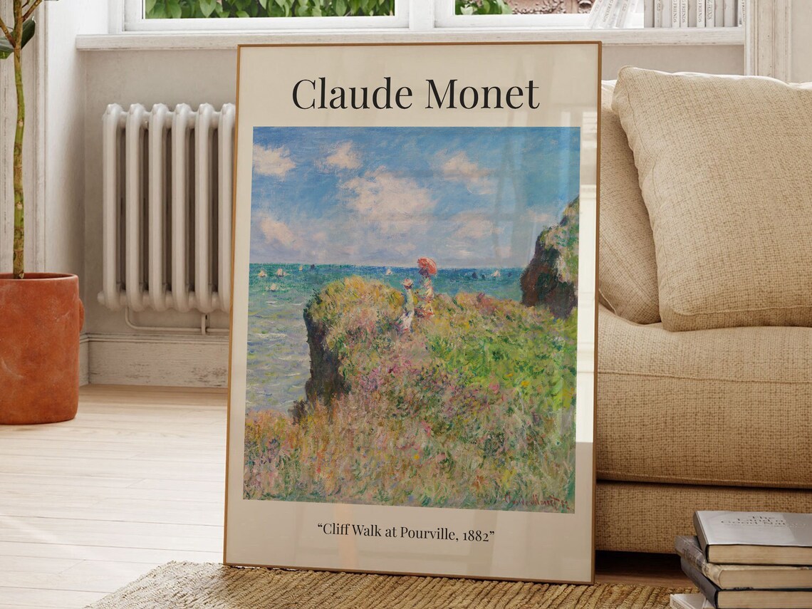 Claude Monet Cliff Walk at Pourville Coastal Seascape Art Print