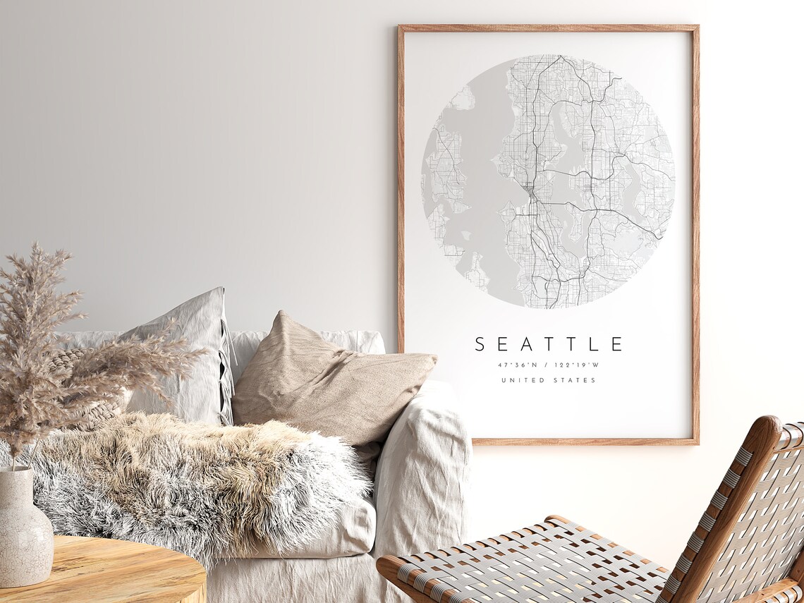Seattle Map Print, Minimalist City Map Poster - Image 2