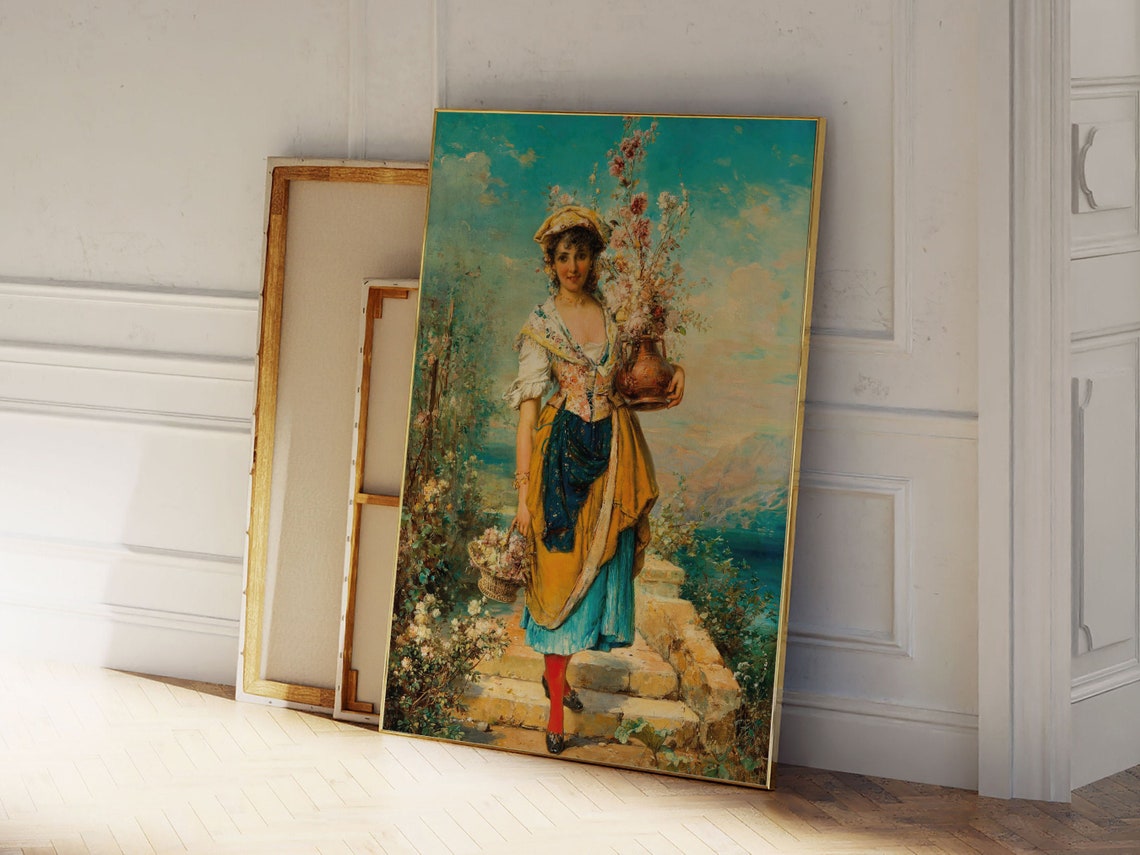 A Beautiful Flower Girl Hans Zatzka Famous Painting Classic Painting Museum Quality Print Vintage Wall Art Vintage Print - Image 2