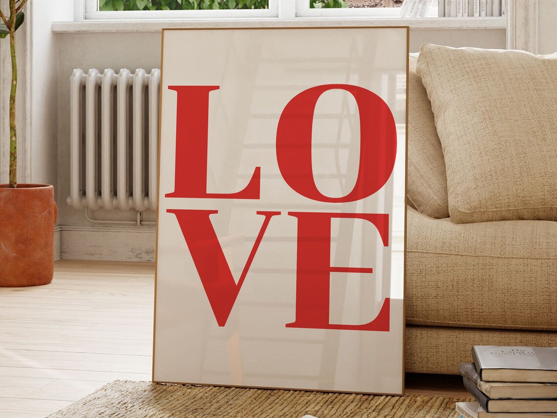 Love Poster, Retro Style Typography Quote