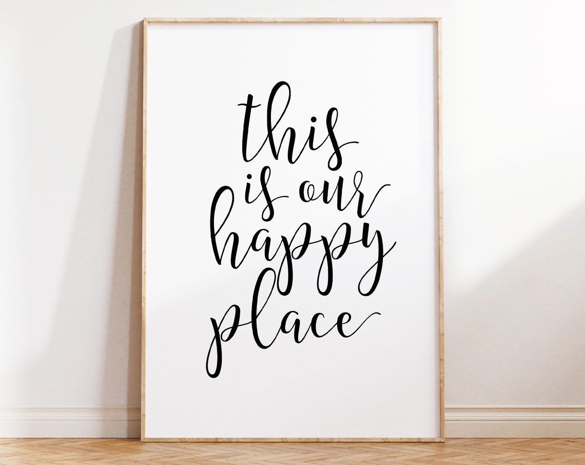 This Is Our Happy Place Family Quote Script Typographic Wall Art