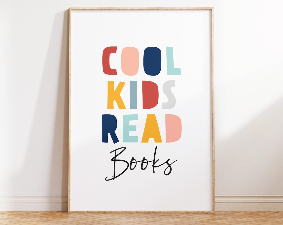 Cool Kids Read Books Art Print, Reading Corner Sign